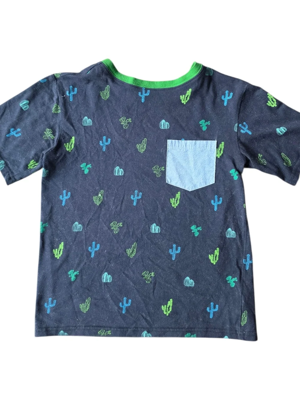 Andy & Evan Charcoal Tee with Blue Pocket and Green Trim